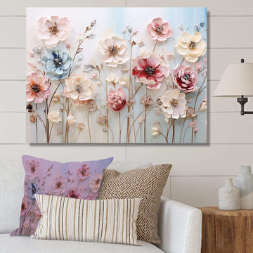 White and pink Floral Wonderland - Floral Canvas Wall Art